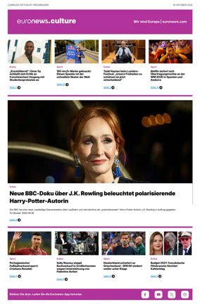 Cover of Euronews Culture and Sport (German)
