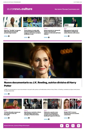 Cover of Euronews Culture and Sport (Italian)