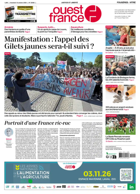 Cover of Ouest-France (Fougeres Vitre)