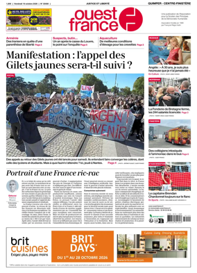 Cover of Ouest-France (Quimper Centre-Finistere)