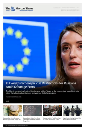 Cover of The Moscow Times - English