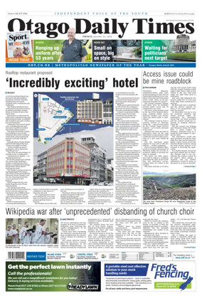 Cover of Otago Daily Times