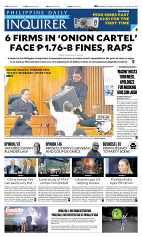 Cover of Philippine Daily Inquirer