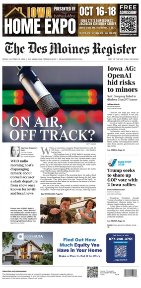 Cover of The Des Moines Register