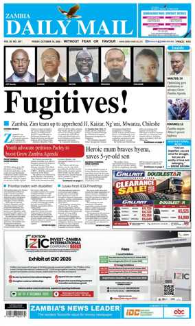 Cover of Zambia Daily Mail