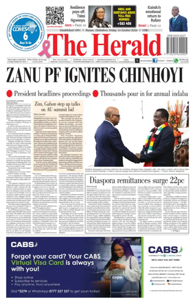 Cover of The Herald (Zimbabwe)