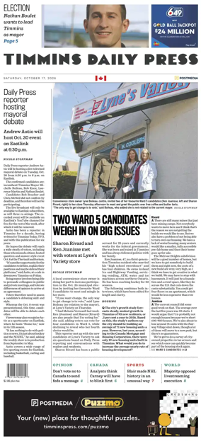 Cover of The Daily Press (Timmins)