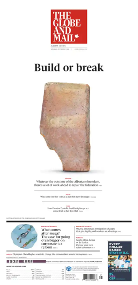 Cover of The Globe and Mail (Alberta Edition)