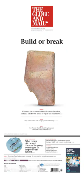 Cover of The Globe and Mail (BC Edition)