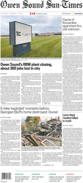 Cover of The Sun Times (Owen Sound)