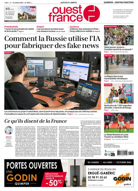 Cover of Ouest-France (Quimper Centre-Finistere)