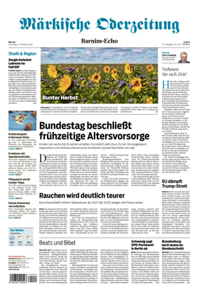 Cover of Markische Oderzeitung Bernau