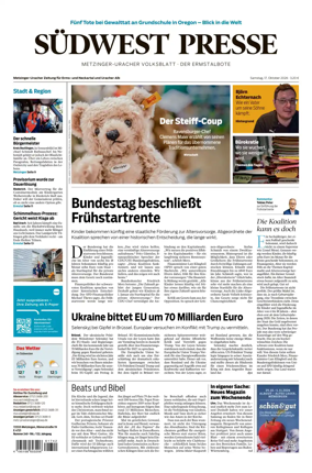 Cover of Sudwest Presse - Metzinger Uracher Volksblatt - Der Ermstalbote