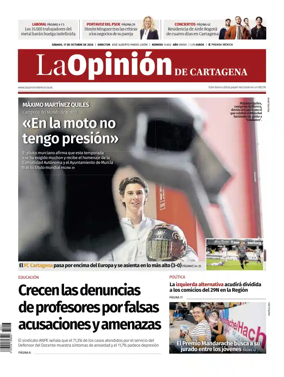 Cover of La Opinion de Murcia (Cartagena)