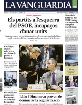 Cover of La Vanguardia (Catalonia - 1st edition)