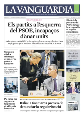 Cover of La Vanguardia (Catala)