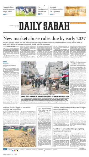 Cover of Daily Sabah (Turkey)