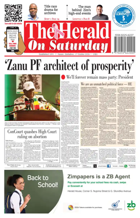 Cover of The Herald (Zimbabwe)