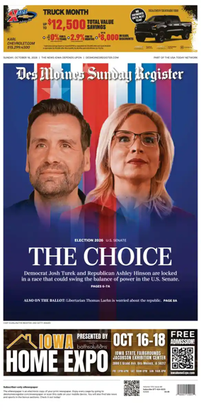 Cover of The Des Moines Register