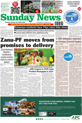 Cover of Sunday News (Zimbabwe)
