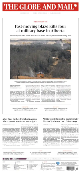 Cover of The Globe and Mail (Ontario Edition)