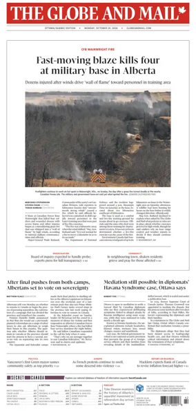 Cover of The Globe and Mail (Ottawa/Quebec Edition)