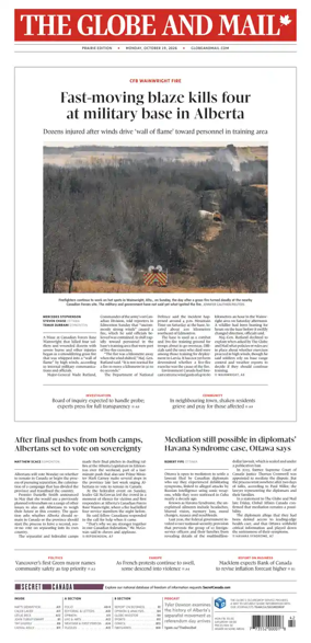 Cover of The Globe and Mail (Prairie Edition)
