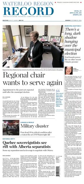 Cover of Waterloo Region Record
