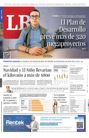 Cover of La Republica (Colombia)