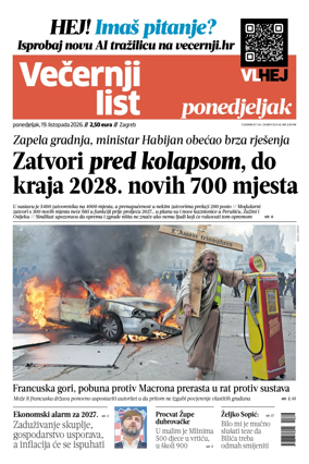 Cover of Vecernji list - Zagreb