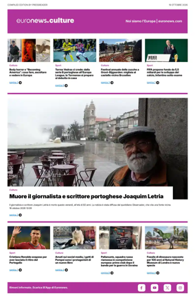 Cover of Euronews Culture and Sport (Italian)