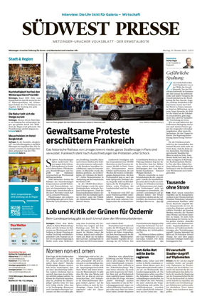 Cover of Sudwest Presse - Metzinger Uracher Volksblatt - Der Ermstalbote