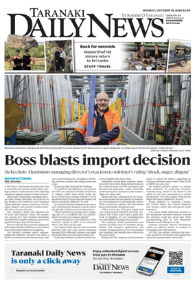 Cover of Taranaki Daily News