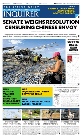 Cover of Philippine Daily Inquirer