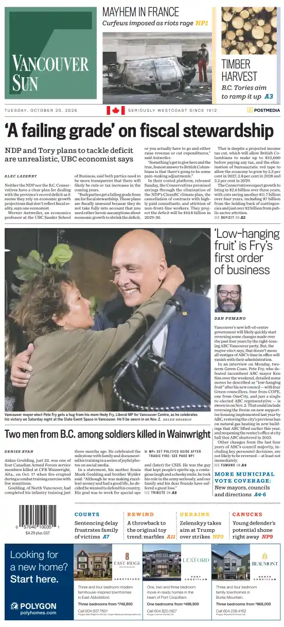 Cover of Vancouver Sun