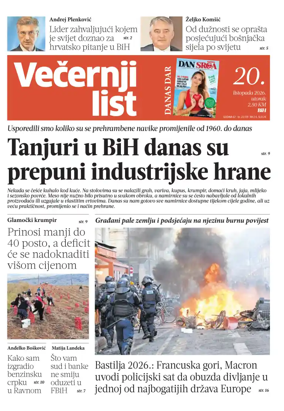 Cover of Vecernji list BiH