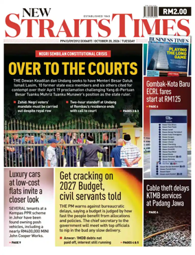 Cover of New Straits Times