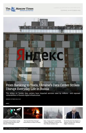 Cover of The Moscow Times - English