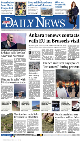 Cover of Hurriyet Daily News & Economic Review