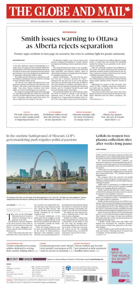 Cover of The Globe and Mail (BC Edition)
