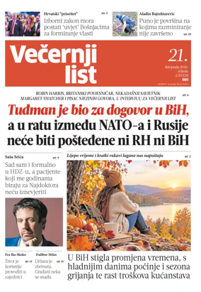 Cover of Vecernji list BiH