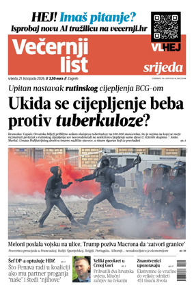 Cover of Vecernji list - Zagreb