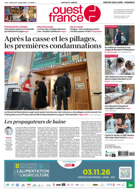 Cover of Ouest France (Nantes / Sud-Loire / Vignoble)