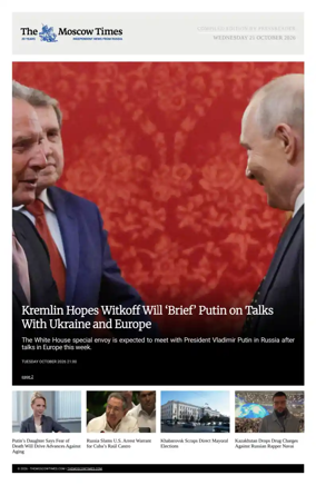 Cover of The Moscow Times - English