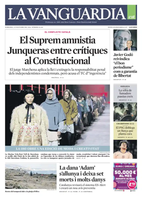 Cover of La Vanguardia (Catala)