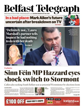 Cover of Belfast Telegraph