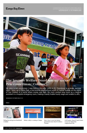 Cover of Tampa Bay Times TFP