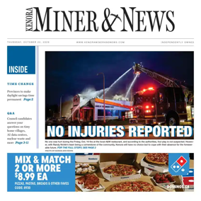 Cover of Kenora Daily Miner and News
