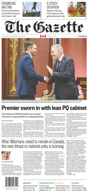 Cover of Montreal Gazette