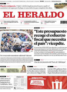 Cover of El Heraldo (Colombia)